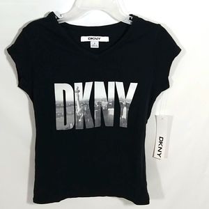 Girls DKNY Top Size 6 Black Lady Liberty Tee NYC